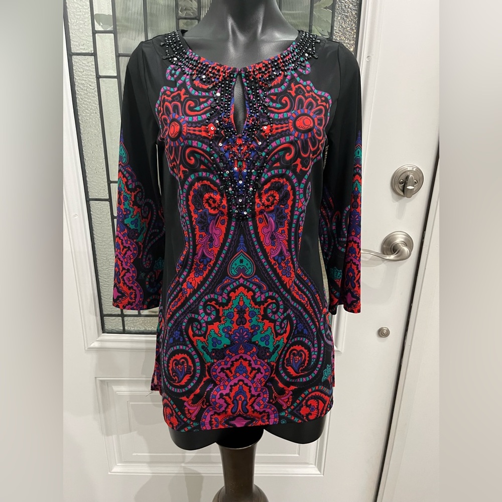 Inc Tunic Size small- beaded with sequins. Perfect for business to evening wear